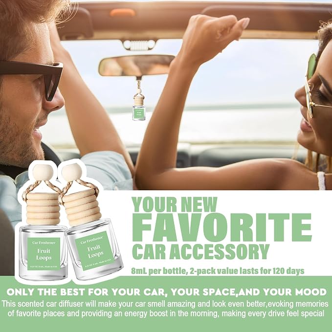 HoogaLife Car Air Freshener Diffuser 2 Pack Hanging Fruit Loops Car Air Freshener for Women 45+ days Long Lasting Fragrance Made in USA (F22) - Image 3