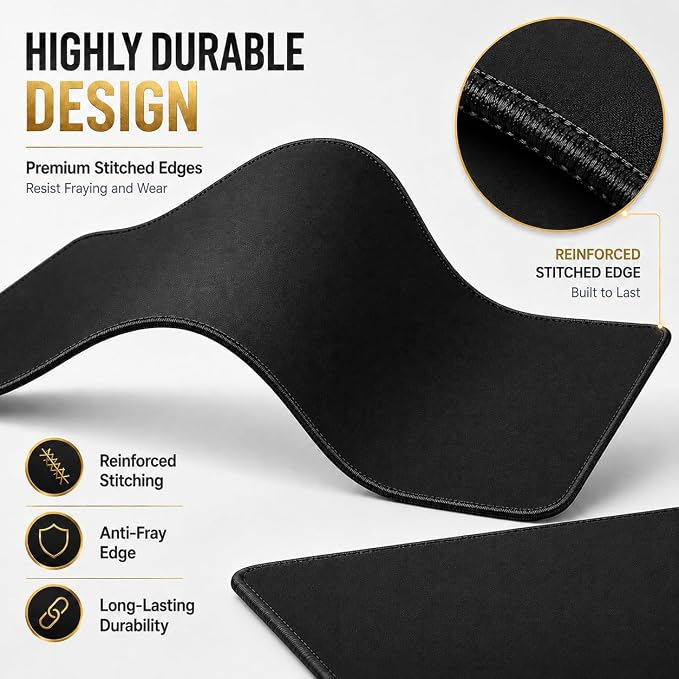 KTRIO Large Gaming Mouse Pad Desk Mat for Gamer, 31.5" x 11.8", Black, XL | Extended Size Design, Superior Micro-Weave Cloth, Non-Slip Rubber Base, Durable Stitched Edges, Water-Resistant Coating - Image 6