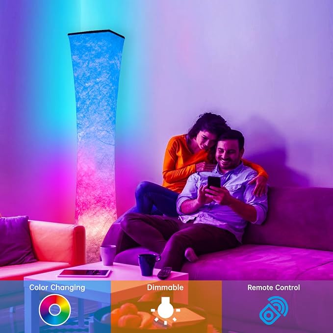 WORLD WIN Floor Lamp, 61'' Smart RGB LED Corner Lamp with Music Sync and 16 Million DIY Colors, 3 Color Temperature, APP & Remote Control, Color Changing Standing Floor Lamp with Stand - Image 5
