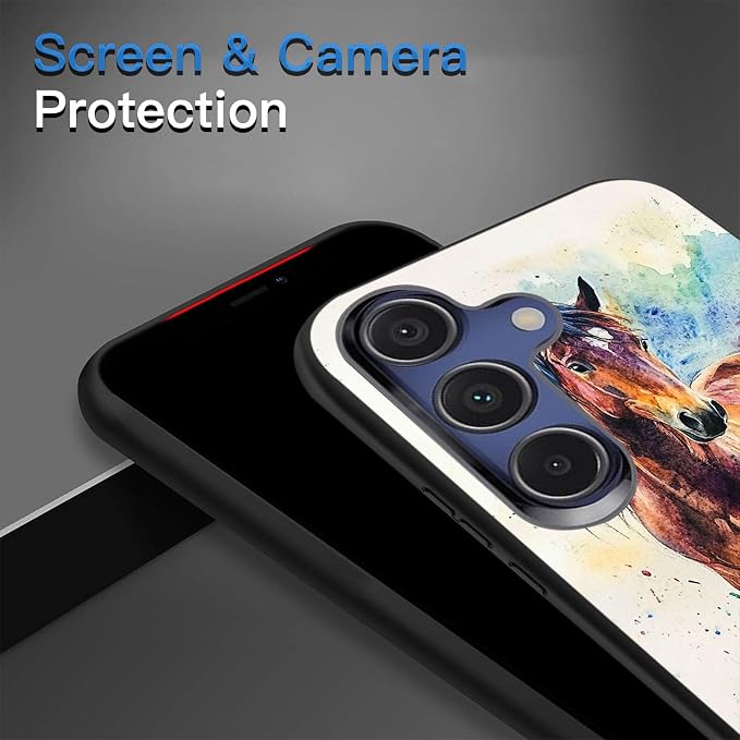 Designed for Galaxy S25 Plus Phone Case,Slim Silicone Shockproof Protective Case for Galaxy S25 Plus 6.7 inch,Watercolor Horse - Image 5