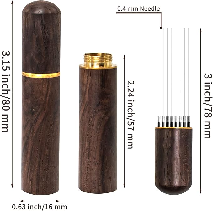 Espresso Coffee Stirrer 8 Needles 0.4mm Espresso Distribution Tools, Natural Wood Handle and Stand - Image 2