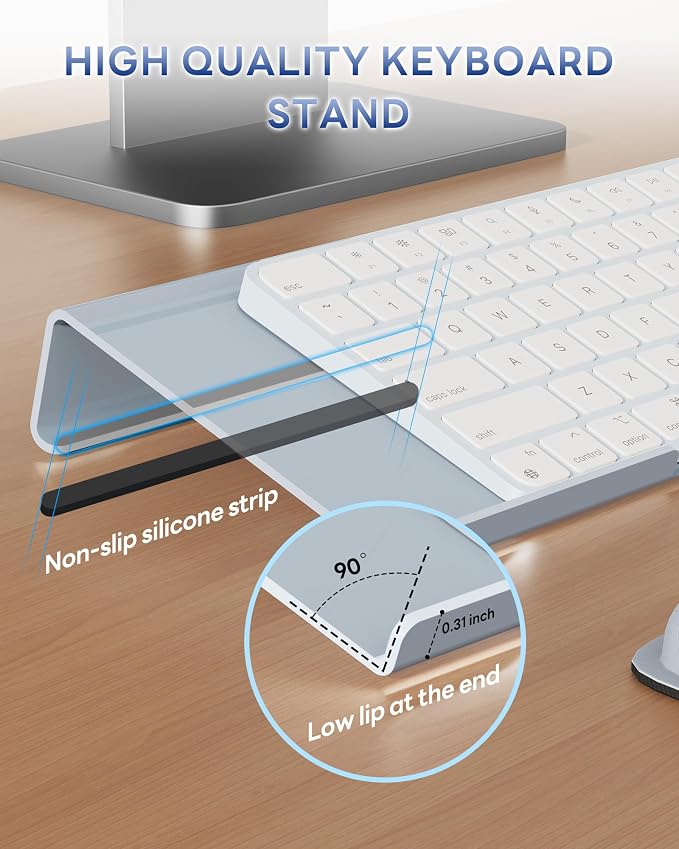 Laborio Computer Keyboard Wrist Rest, Keyboard Riser Stand for Desktop | Gray, Ergonomic Acrylic Keyboard Holder, Non-slip Wrist Pad, Pain Relief for Typing, Multiple Colors - Image 4