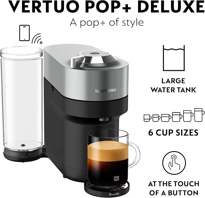 Nespresso Vertuo Pop+ Deluxe Coffee and Espresso Maker by Breville, Titan - Image 3