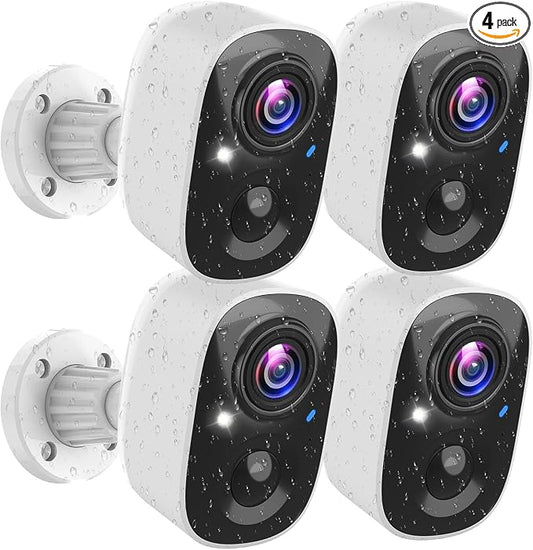 MaxiViz Security Cameras Wireless Outdoor (4 Pack), Battery Powered Cameras for Home Security with AI Motion Detection, 2K Color Night Vision, 2-Way Talk, IP66 Weatherproof, SD/Cloud Storage by MaxiVizSecurityCamera