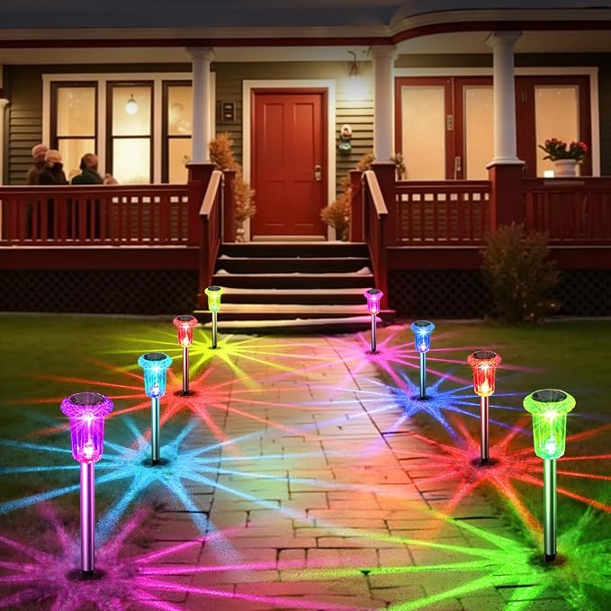 Eyrosa Solar Outdoor Lights, 15 Pack Solar Pathway Lights Outdoor Waterproof, Stake Lighting for Garden Yard Path Walkway Driveway Patio Lawn Decor,Color Changing - Image 7