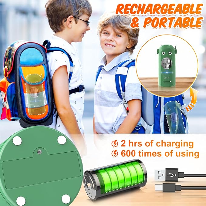 AFMAT Electric Pencil Sharpener for Colored Pencils 7-11.5mm, Fully Automatic Robot Pencil Sharpener, Auto in & Out, Rechargeable Hands-Free for Classroom/Home/Office, Battery Operated, PSX5RB, Green - Image 5