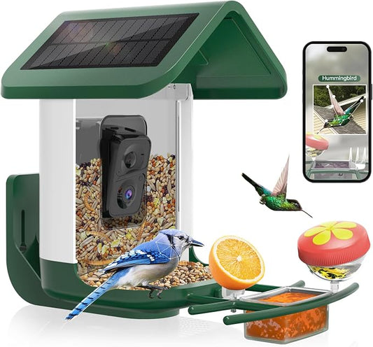 Bird Feeder with Camera Solar Powered : Smart Camera Bird Feeder 2K Live Feed Cam for Outdoor Backyard - Ai Identify Auto Capture Videos Pictures, Gifts for Birdlover Mom Dad, 2.4GHz WiFi by Onlyfly