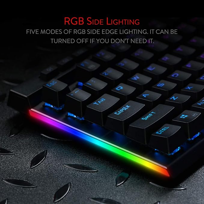 Redragon K580 Wired RGB Mechanical Gaming Keyboard, Macro Key & Media Wheel | 5 On-Board Keybinding Buttons for MMO MOBA Games, Dedicated Media Controls, Classic Tactile Blue Switch for Hype Typing Feel - Image 7