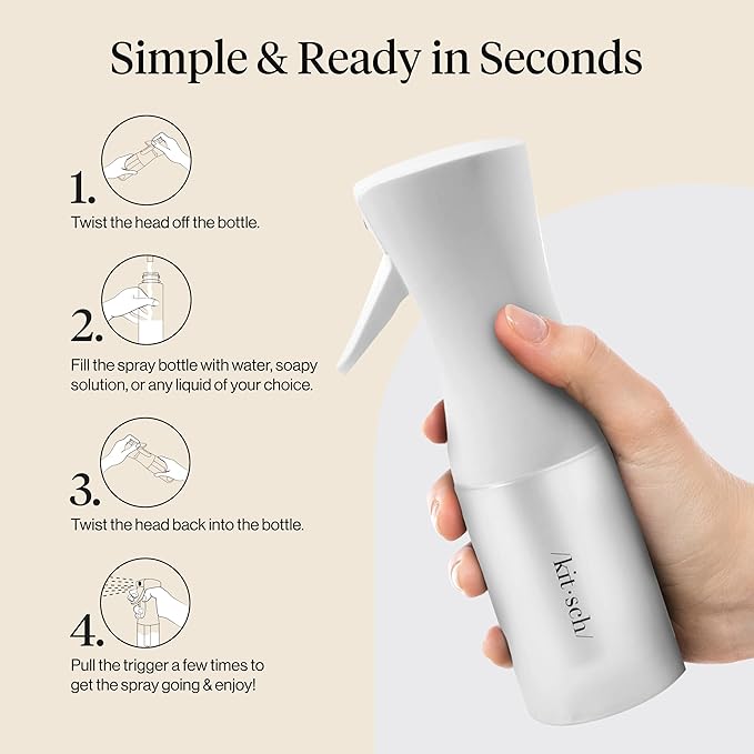 Kitsch Continuous Spray Bottle for Hair – White, 150ml | Fine Mister Spray Bottle & Water Spray Bottle – Recycled Hair Spray Bottle – Spray Bottles for Cleaning, Styling, & More - Image 7