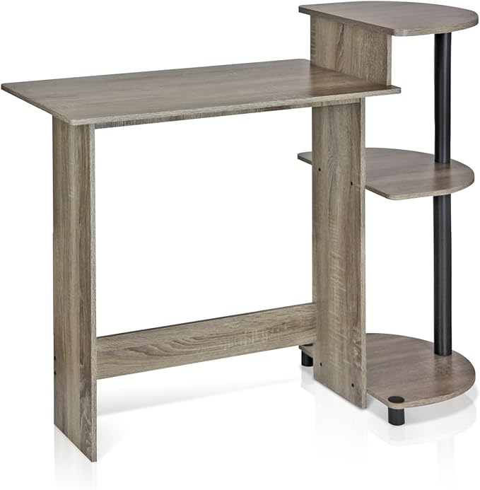 Furinno COMPACT Desk, 28.5" Wide Gaming Desk with Shelves, Computer Desk with Book Shelf, Office Desk for Home Office, Study Room, Dorm, Bedroom, French Oak - Image 4