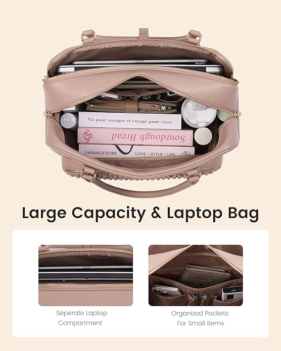 LOVEVOOK Tote Bag for Women,Light Puffer Tote Bag with Multi-pockets,Stylish Carry on Laptop Bags for Daily,Travel,Work,Gym - Image 4