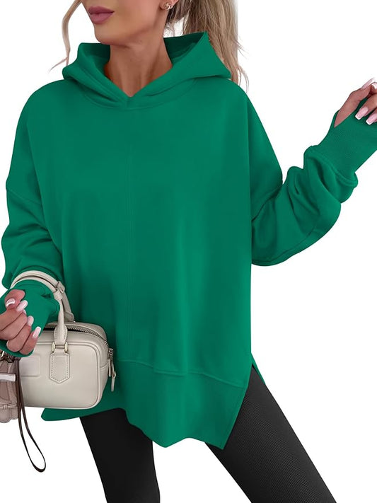 ANRABESS Womens Oversized Hoodies Long Sleeve Fleece Side Slit Hooded Sweatshirts Pullover 2026 Fall Outfits Y2K Clothes by ANRABESS