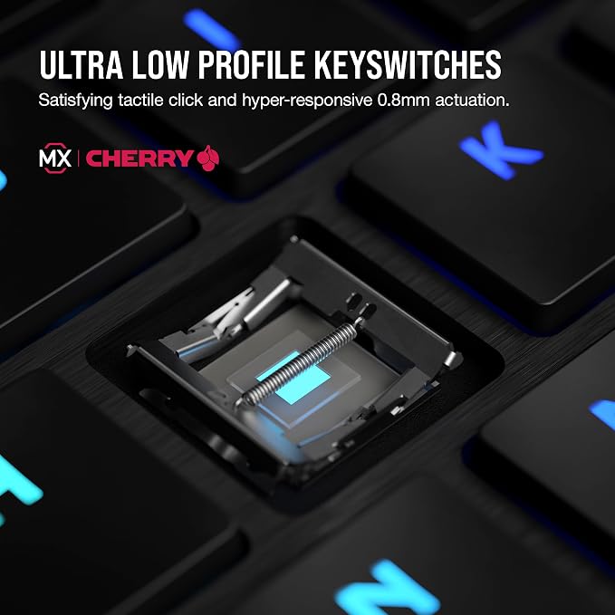 Corsair K100 AIR Wireless RGB Mechanical Gaming Keyboard - Ultra-Thin, Sub-1ms Slipstream, Low-Latency Bluetooth, Cherry MX Ultra Low Profile Keyswitches - NA Layout, QWERTY - Black - Image 6