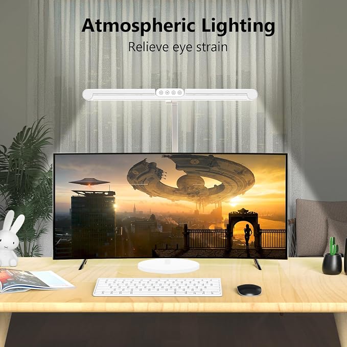 Micomlan Architect Desk Lamp for Home Office, 24W Adjustable Led Desk Light with Remote, 1500LM Bright Dimmable Computer Table Light Rotatable Office Lamp with Base for Cafting Monitor - Image 3