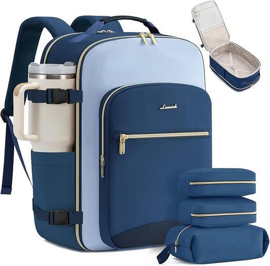 LOVEVOOK 50L Travel Backpack for Women & Men, Airline Approved Carry On Luggage with 3 Packing Cubes, TSA Overnight Bags, Waterproof Personal Item Bag, Weekender Essentials Backpacks fits 17" Laptop by LOVEVOOK