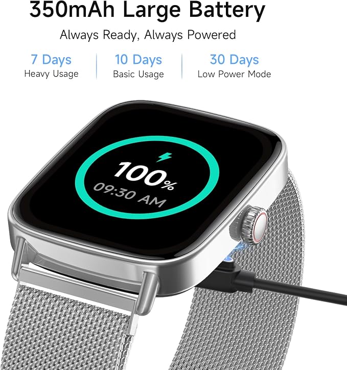 Smart Watch for Men Women, 1.85" HD Smartwatch Compatible iPhone/Samsung/Android (Answer/Make Calls), 100+ Sport Modes Fitness Tracker with Heart Rate/Sleep/SpO2 Monitor, IP68 Waterproof, Metal Band - Image 6