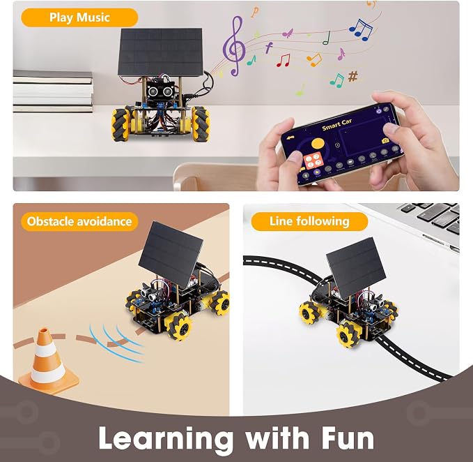 Robotics Kit for Kids Ages 8–12,ACEBOTT STEM Robot Car with Solar Powered,Compatible with Arduino & Scratch,STEM Toys for Boys Ages 8–12,App & Remote Control,Programmable ESP32, for Boys and Girls - Image 5