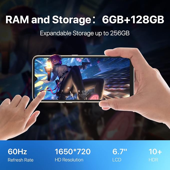 UMIDIGI Power 7 MAX Unlocked Cell Phone,6GB+128GB 10000mAh Battery,6.7" Full Screen + 48MP AI Triple Camera Android Smartphone,NFC,GPS,Face & Fingerprint,BLE 5.0, WiFi 2.4GHz/5GHz,Warranty,Gold - Image 6