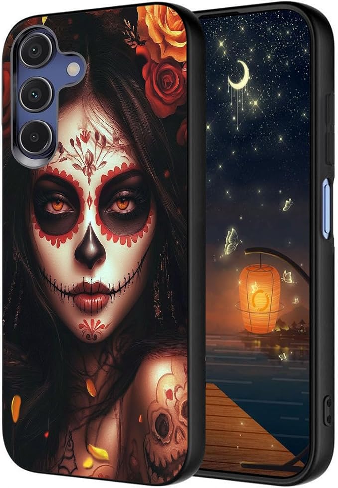 Designed for Galaxy A17 5G Phone Case,Slim Silicone Shockproof Protective Case for Galaxy A17 5G 6.7 inch,Day of The Dead Girl Art by Unknown