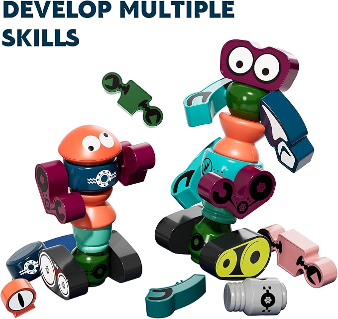 TEMI Magnets Robot Toy for 3 4 5 6 7 Year Old Boys | Transform Toys Planet Magnet Building Toys Stacking for Toddler, Learning Educational Christmas and Birthday Gifts for Kids - Image 3