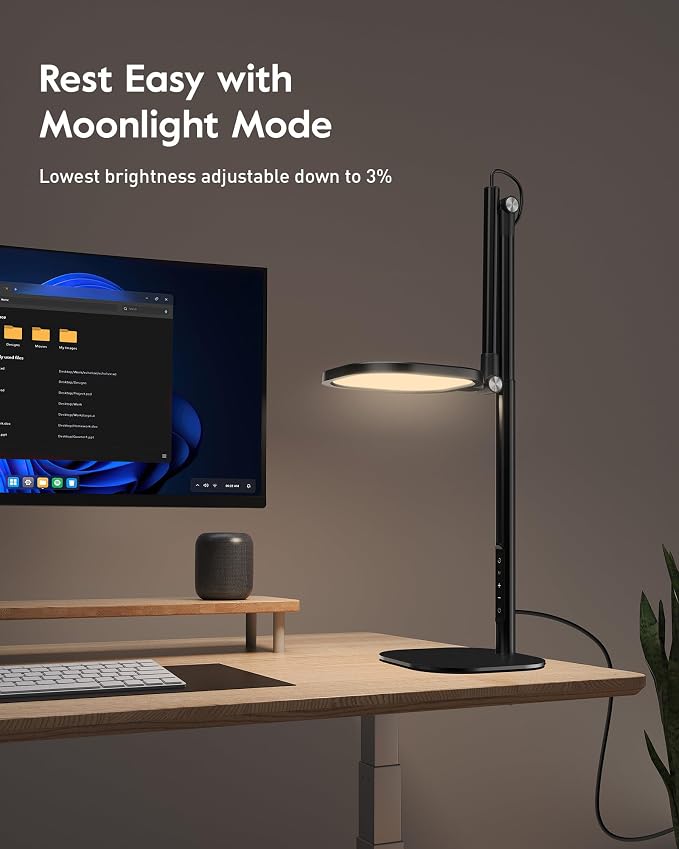 LitONES Led Desk Lamps for Home Office with Base, Tall Desk Lamp with 50 Light Modes & Memory and Timer Func Computer Light, Flexible Adjustable Table Lamps for Video Conference, Architect - Image 9