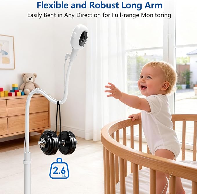 Floor Stand for Nanit Baby Monitor, Baby Camera Stand for Nanit Pro/Plus with Anti-fall Design & Heavy-Duty Base, 37-69" Adjustable Height Flexible Nanit Camera Mount for Crib, No Tools or Wall Damage - Image 5