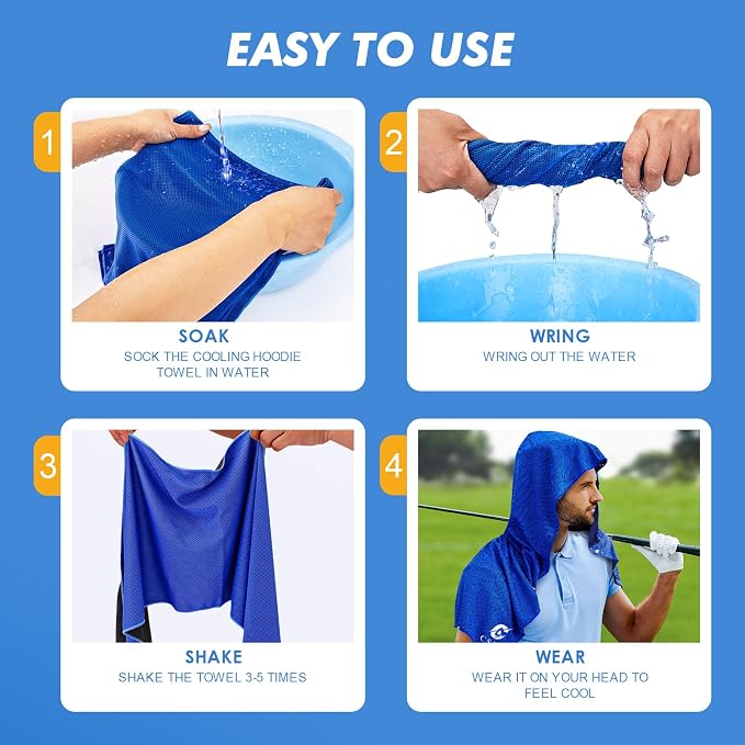 CSITE 4 Pack Cooling Hoodie Towels for Neck and Face, UPF 50 Sun Protection & Instant Cooling, Ice Towels for Hot Weather, Soft Breathable Towel for Sport, Work Out, Gym, Camping & More Activities - Image 3