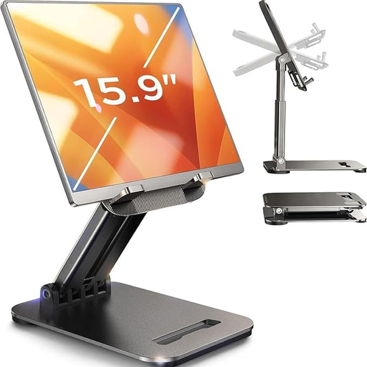 LISEN Tablet Stand, iPad Stand Tablet Holder for Desk, Kindle Accessories Home Office Portable Monitor Stand for Apple iPad mini Air Switch, Adjustable Height Angle, Foldable Design for Gifts by Lisen