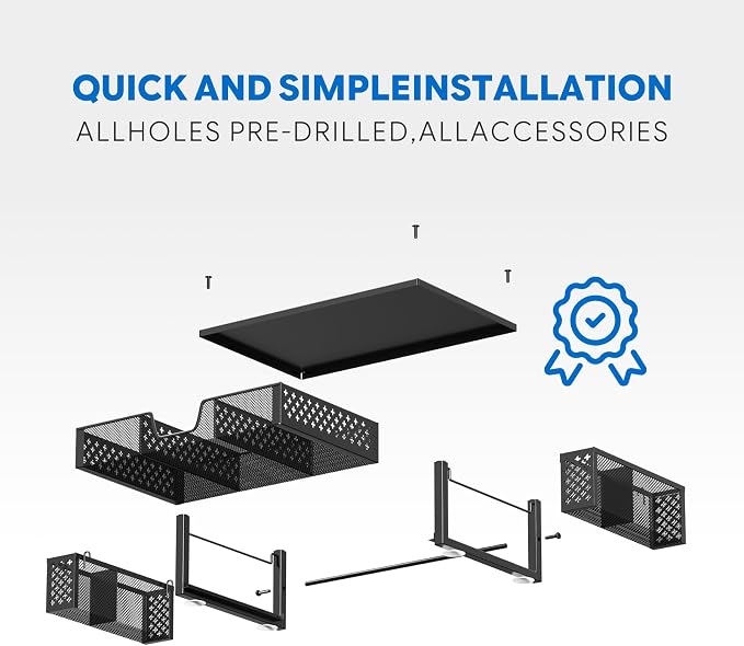 Simple Trending Metal Monitor Stand Riser, Drawer & 2 Pen Holders, Black | 2-in-1 Desk Organizer & Monitor Stand | Sturdy Metal | Ergonomic Support | Space Saving | Easy Setup - Image 6