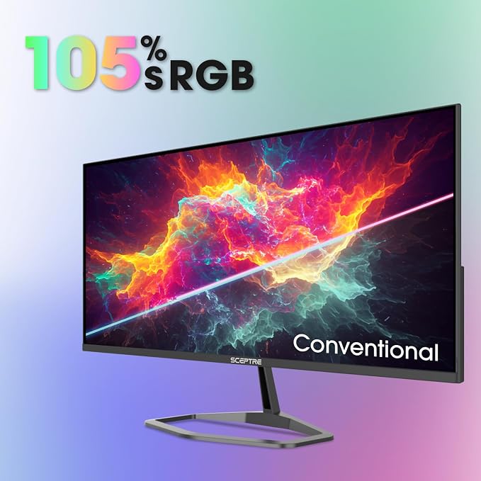 New! Sceptre 34-inch Prime Gaming Monitor 3440 x 1440 up to 180Hz DisplayPort HDMI Build-in Speakers, Machine Black 2027 (E345B-QU180D Series) - Image 5