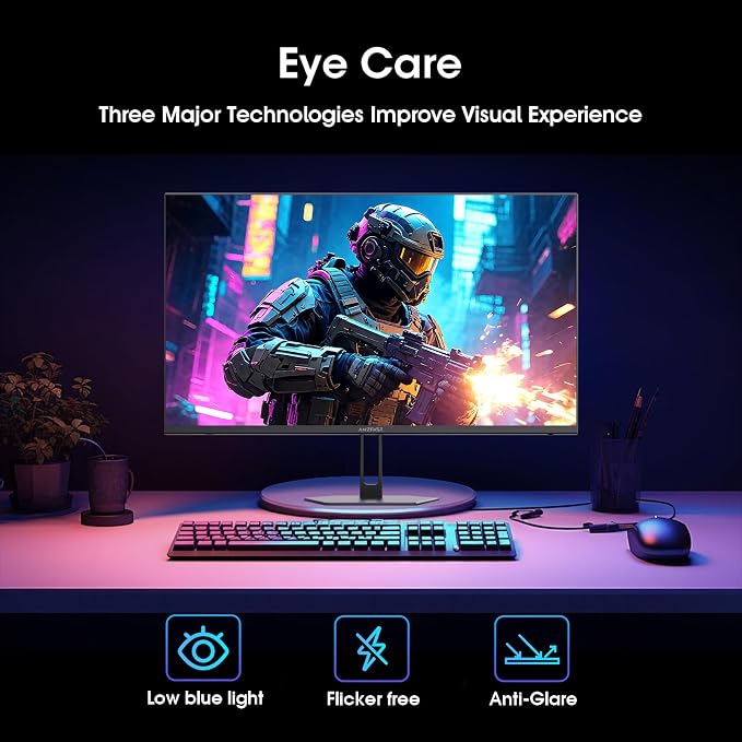 Amzfast 24 Inch Gaming Monitor 200Hz FHD 1080p Computer Monitor, 1ms Adaptive Sync, 3000:1, 129% sRGB, HDR Display, Eye Care, VESA 75x75, Metal Stand, HDMI 2.0 | DP 1.4, AMZG24X1 - Image 5