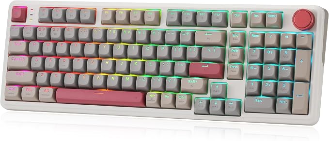 Redragon K768 PRO Wireless 100-Key Gasket Gaming Keyboard, Knob + 8000mAh | Multi-Function Control Wheel, 0-Delay Tri-Mode, Cushioned 5-Layer Noise Dampening for Creamy Thocky Sound, Practical 95% Size by REDRAGON