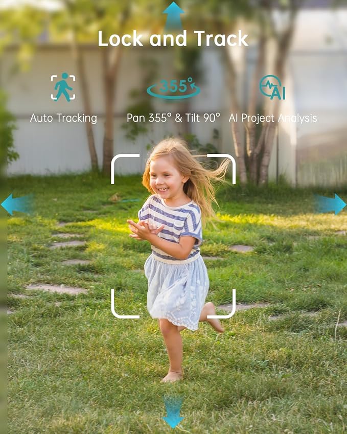 ZUMIMALL 2.5K Wired Cameras for Home Security, 2.4G/5G WiFi Outdoor Camera, 5MP, 24/7 Recording,AI Motion Detection, Cloud & SD Card Storage, 2-Way Audio, 360° PTZ Auto Tracking, IP66-2-Pack (Black) - Image 6