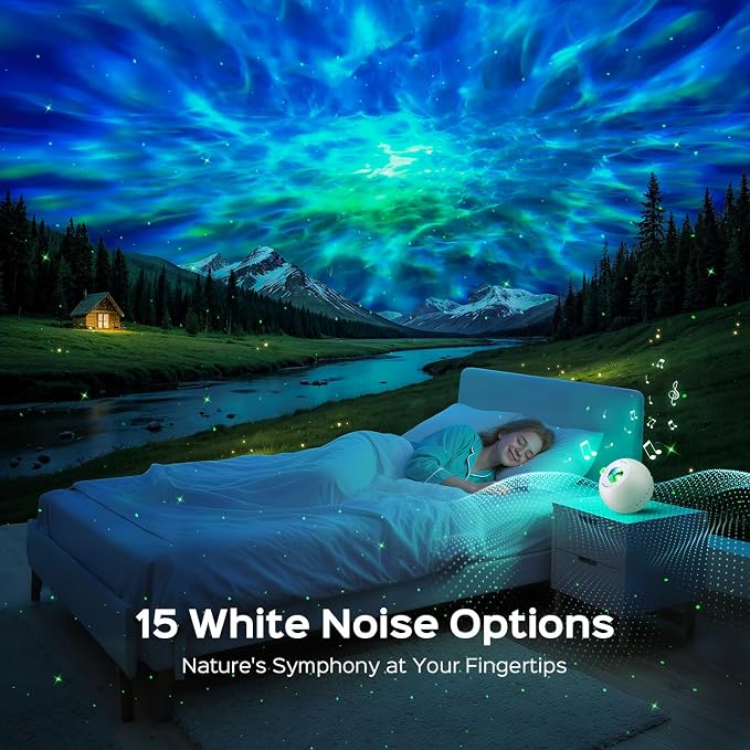 One Fire Galaxy Projector,15 Color,Ocean HD,Gift Girl&Women&Boy,White Noise | 7 Brightness,4 Speed,Green Star,Bluetooth,Romote,Timer,Teen Boys Gift,Birthday,Bedroom Decor,Relax,Party,Led Lights,Lava Lamp - Image 3