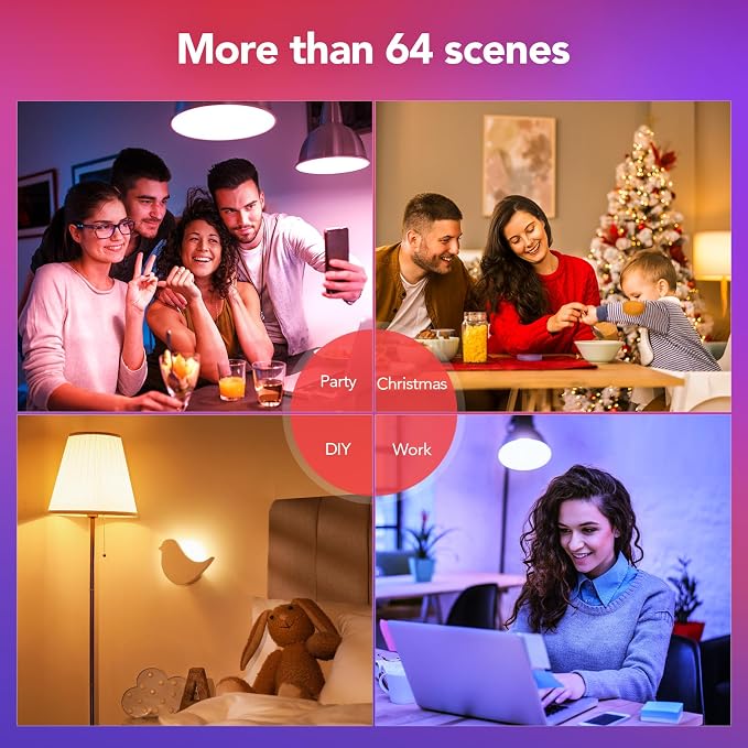 OREiN Matter Smart Light Bulb, Smart Light Bulbs with Remote Control Work with Apple Home, Alexa, Google Home, SmartThings, Color Changing Light Bulbs 2.4Ghz WiFi, 800 Lumens Equivalent 60W 2Pack - Image 7