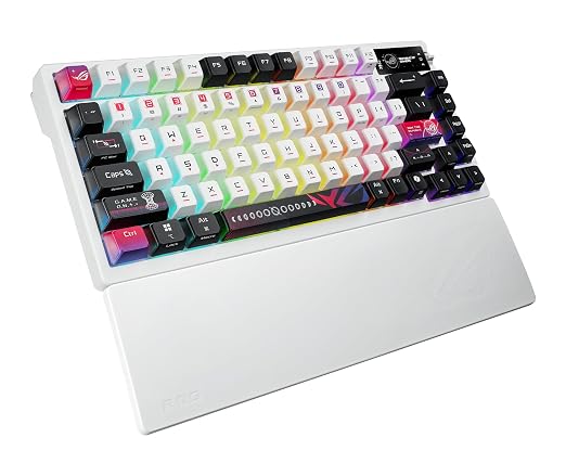 ROG Azoth X 75% custom gaming keyboard, hot-swappable Storm V2 Switches, gasket mount, dampening foam, FR4 plate, south-facing PCB, tri-mode connection, OLED display, control knob, wrist rest, Mac - Image 2