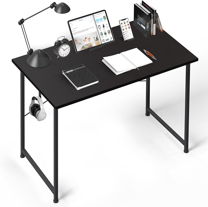 YSSOA Computer Desk Home Office Work Study Writing Modern Simple Table with Headphone Hooks by YSSOA
