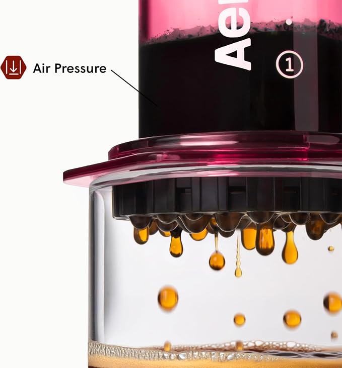 AeroPress Clear Pink Coffee Press, French Press, Pour-Over & Espresso Style | All-in-One Manual Coffee Maker, 2-Minute Brew, Less Bitterness, More Flavor, Portable, Travel & Camping - Image 4