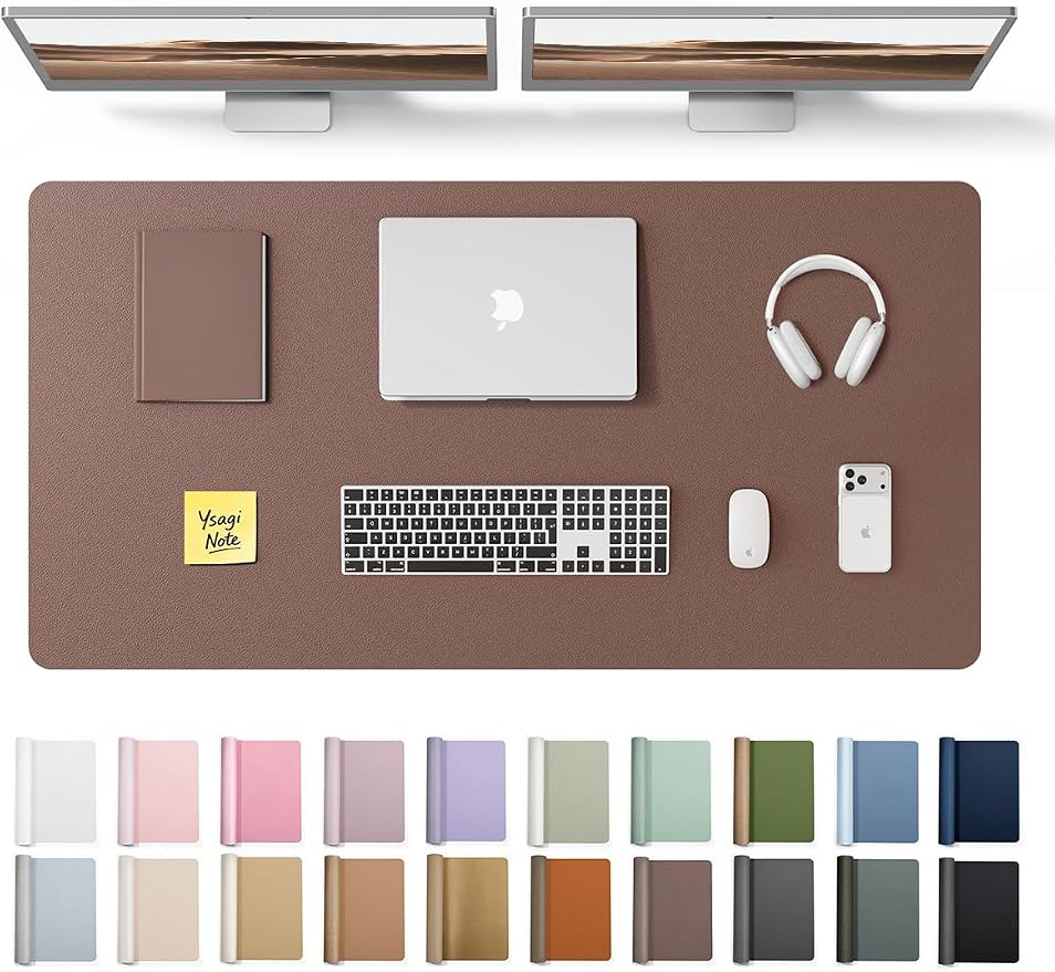 YSAGi Leather Desk Protector, Office Mat, Large Mouse Mat, Non-Slip PU Leather Blotter, Laptop Desk, Waterproof Writing Pad for Office and Home (Chocolate, 47.2" x 23.6") by YSAGi
