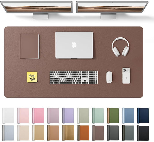 YSAGi Leather Desk Protector, Office Mat, Large Mouse Mat, Non-Slip PU Leather Blotter, Laptop Desk, Waterproof Writing Pad for Office and Home (Chocolate, 47.2" x 23.6") by YSAGi