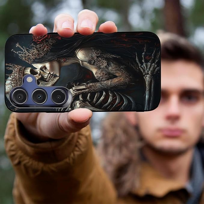 Designed for Galaxy S25 FE Phone Case,Slim Silicone Shockproof Protective Case for Galaxy S25 FE 6.7 inch,Skeleton Couple Love Scene - Image 4