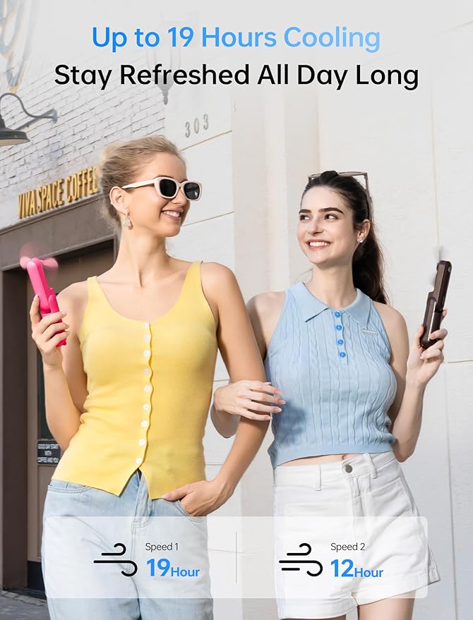 JISULIFE 3 IN 1 Handheld Mini Fan - Portable Fan & Power Bank & Flashlight, 19H Max Cooling, USB Rechargeable, Pocket-Sized for Travel, Cruise, Concerts, Makeup, 2026 Summer Gifts for Women(Fuchsia) - Image 4