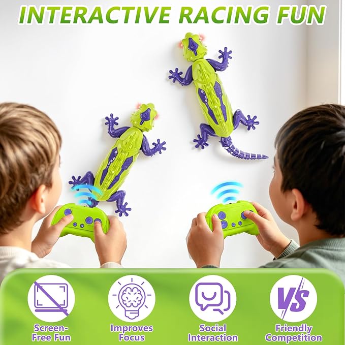 RC Wall Climbing Gecko, Rechargeable Remote Control Lizard Robot for Kids | 360° Rotating Wall Crawler Toy with LED Eyes, RC Stunt Car Toy Birthday Christmas Gift for 3-12 Year Old Boys Girls - Image 5