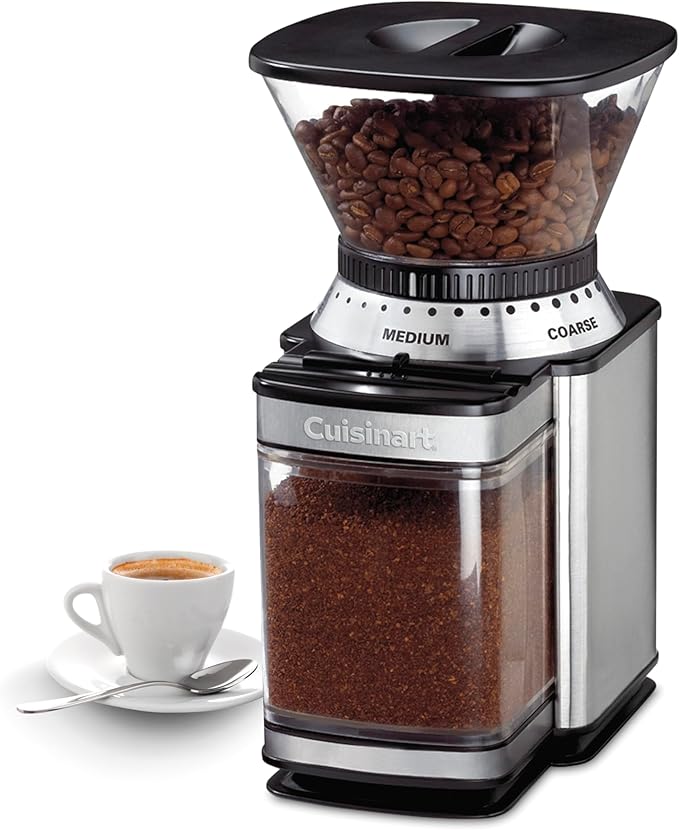 Cuisinart Electric Burr Coffee Grinder, 18-Position Selector, 4-18 Cups | Flat burr coffee bean grinder with 18 options, fine to coarse, & removeable, easy-to-clean 8 oz bean hopper, DBM-8P1 by Cuisinart