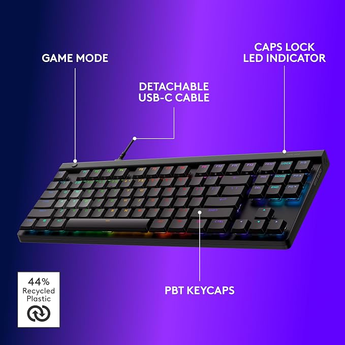 Logitech G515 TKL Rapid Wired Gaming Keyboard (Hall-Effect) - Black | Fully customizable, analog switches, rapid trigger, ultra-slim, USB-A port connection - Image 6