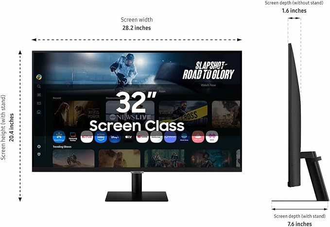 Samsung 32” Smart Monitor M7 (M70F) 4K UHD Display, Samsung Vision AI, Smart TV Apps, Gaming Hub, USB-C, HDMI and USB-A, Black, LS32FM702UNXZA, 2025 - Image 4