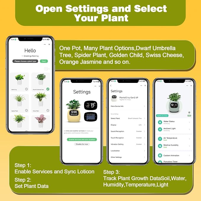 Upgraded AI Smart Flower Pot Multi-Emotion Interactive Digital Display Self Watering Planter Robot Flower Pot Supports 50+ Plants Decor for Desk Home Pet Office(Yellow) - Image 3