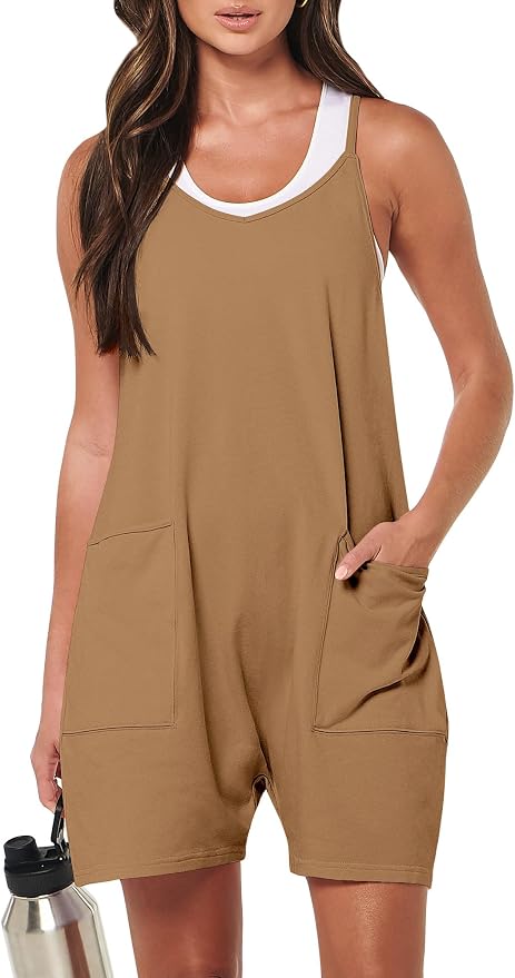 ANRABESS Womens Rompers Summer Casual Loose Sleeveless Overalls Spaghetti Strap Shorts Jumpsuit 2026 Beach Vacation Clothes by ANRABESS