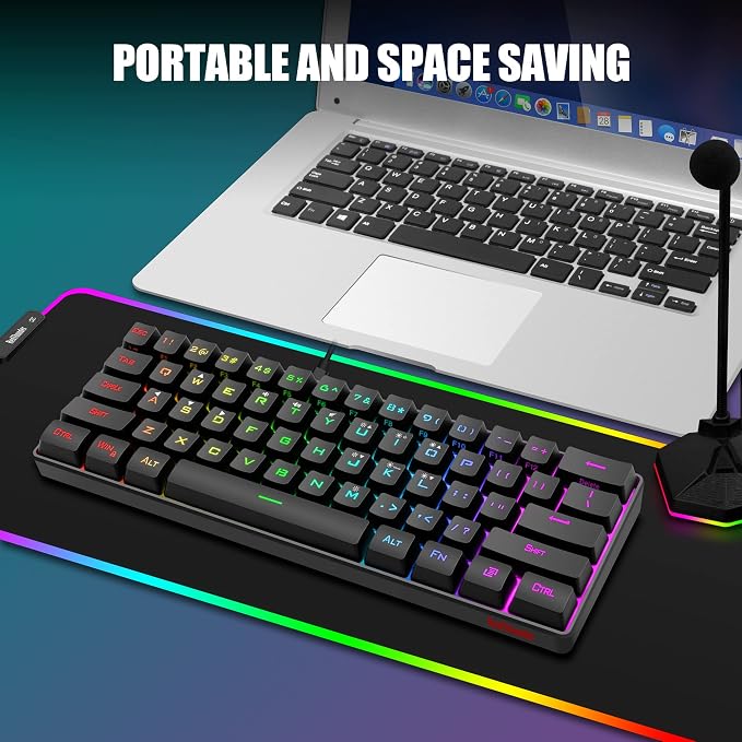 RedThunder 60% Gaming Keyboard and Mouse Combo, Ultra-Compact 61 Keys RGB Backlit Mini Keyboard, Lightweight 7200 DPI Honeycomb Optical, Wired Gaming Set for PC MAC PS5 Xbox Gamer(Black) - Image 7