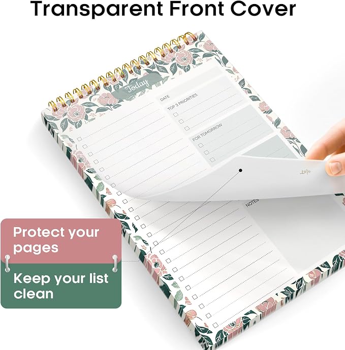 Taja To Do List Notepad, Undated Daily Planner for Work and Goal Setting | Rose Meadow, 52 Sheets, 9.8" x 6.5" , for Office, Home and school, Daily Task Planning, Notes and Everyday Organization - Image 3